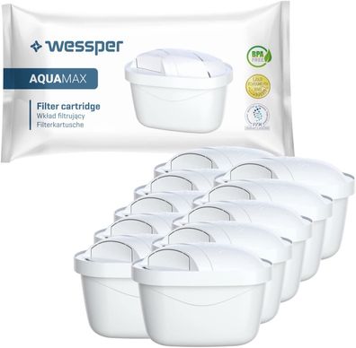 Wessper 10er Pack Aquamax Wasserfilter Kartuschen komp. mit BRITA Maxtra, AmazonBa...