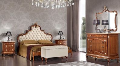 Schlafzimmer Komplettes Set Bett 2x Nachttisch Kommode Spiegel Sessel 6tlg Italy