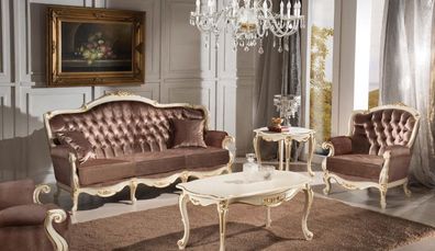 Klassisches Wohnzimmer Möbel Couch Sofa Sessel Couchtisch Beistelltisch 4tlg