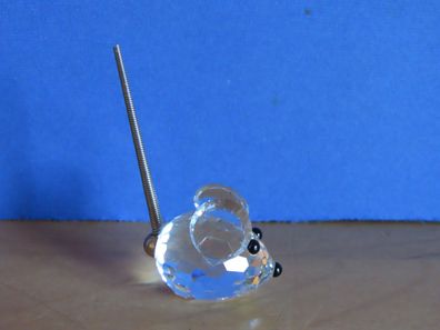 Figur Maus ca. 2,8 cm Glas geschliffenes Glas silberfarbener Schwanz/ Swarovski