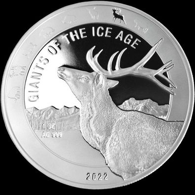 Giganten der Eiszeit - Rentier 2022 1 Unze ,999 Silbermünze