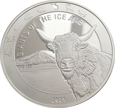 Giganten der Eiszeit - Auerochse 2021 1 Unze ,999 Silbermünze