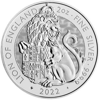 2 Unzen Silbermünze Tudor Beasts Lion of England 2022