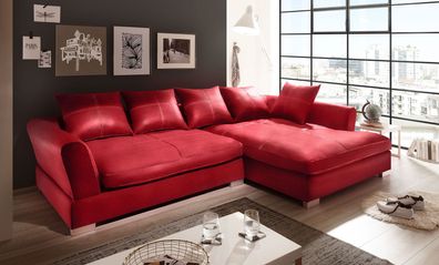 Design Couchgarnitur Rot Big K Leder Sofa Eck Sofa Wohnlandschaft Megasofa Links