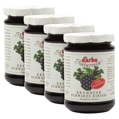 Food-United DARBO Konfitüre Extra passiert Brombeere schwarze Johannisbeere 4x 450g