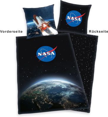 NASA Wende Bettwäsche Set 2tlg 135 x 200 cm 80 x 80 cm