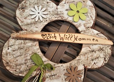 Türkranz Blume Fensterdeko Begrüßungs Schild Willkommen wetterfest Ø 25cm