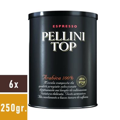Pellini Top Arabica 100% gemahlen Kaffee 6x250gr.
