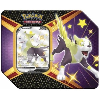 Pokémon Karten - Shining Fates Tin Box Boltund V - 5 Booster EN NEU & OVP Sealed