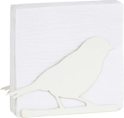 Serviettenhalter, Metall, weiß, gestanzte Vogel Silhouette, 4x17x11,5cm, von Ihr