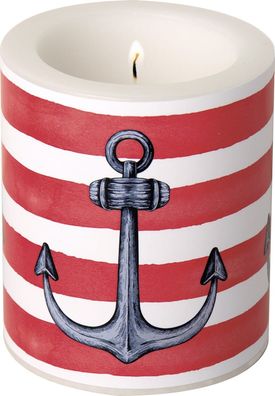 Kerze "Sailor`s Anchor", rot, Ø 9 x 10,5 cm