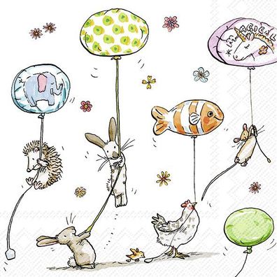 Lunchservietten "animals with balloons"