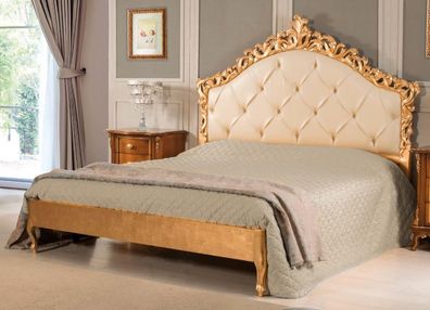 Chesterfield Bett Polster Design Luxus Doppel Hotel Betten Italienische Holz Neu