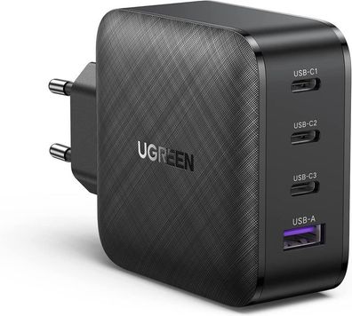 Ugreen GaN USB-C/ USB Ladegerät 65W Netzteil 4 Ports Quick Charge 4.0 - Schwarz