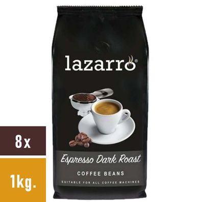 Lazarro Espresso Dark Roast Kaffeebohnen 8x1kg.