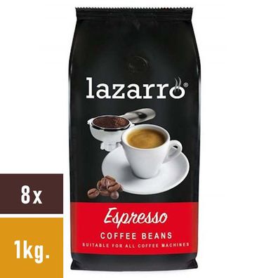 Lazarro Espresso Kaffeebohnen 8x1kg.