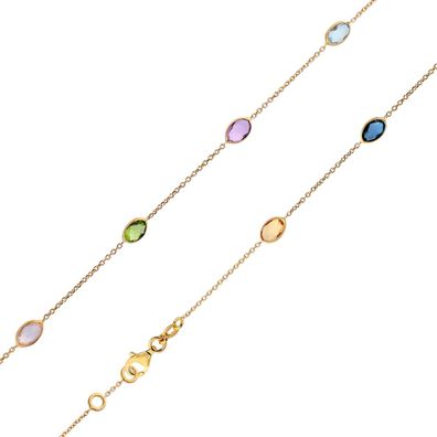 trendor Schmuck Damen-Halskette Multicolor Gold 585 / 14K 43 cm 15180