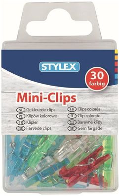 Stylex Mini-Wäscheklammern - farbig - 30er Schachtel