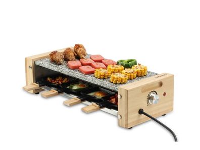 Swiss Pro Raclette-Grill bis zu 8 Personen, 1200W Antihaftbeschichtung Grillplatte
