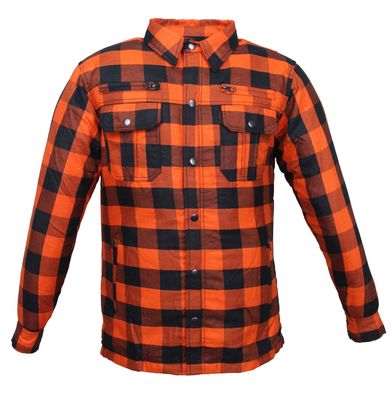 Motorrad- & Flanell-Holzfällerhemd mit KEV ARAMID Lumber Jacke Biker Hemd Orange