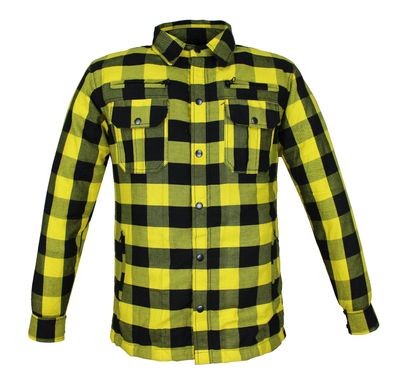 Motorrad- & Flanell-Holzfällerhemd mit KEV ARAMID Lumber Jacke Biker Hemd Gelb