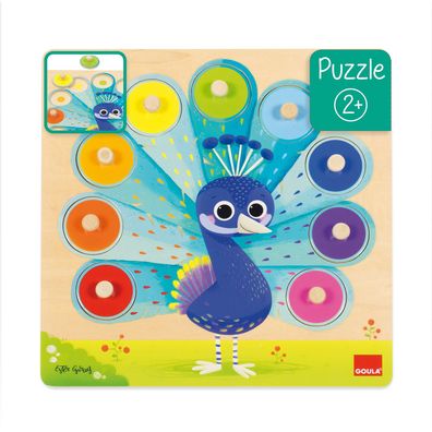 Goula 453060 Pfau 9 Teile Holzpuzzle