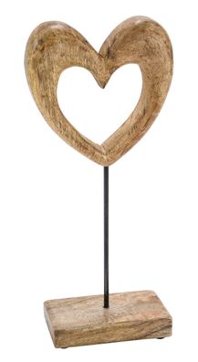 Mango Herz Aufsteller natur - groß / 40 cm - Holz Tisch Fenster Deko Figur Liebe