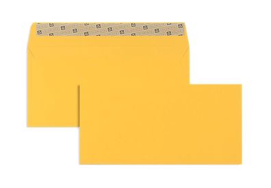 100 Briefumschläge Gelb (Goldgelb) 114x229 mm (DIN C6/5) mit Haftklebung