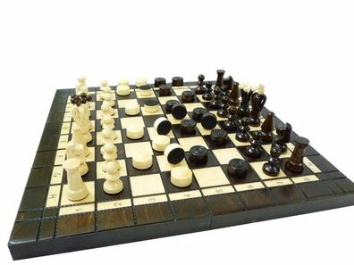 Schach Schachspiel + Dame 35 x 35 cm Holz NEU Günstig