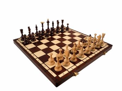 Sehr edles Schach Schachspiel Schachbrett 48 x 48 cm KH 110 cm Holz Neu