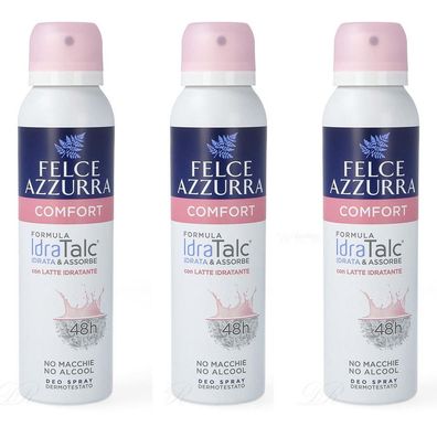 Paglieri Felce Azzurra Deo idra Talc Comfort 3x 150ml ohne Alkohol