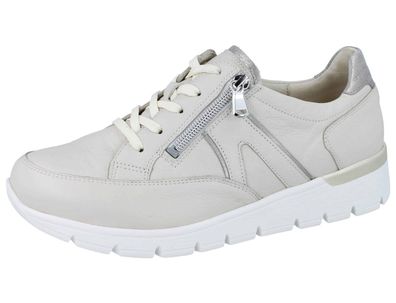 Waldläufer K-Ramona Damen Halbschuhe Schnürschuhe Sneaker beige Glattleder creme ste