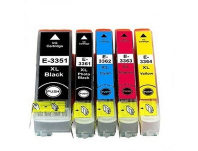 5 Druckerpatronen kompatibel mit Epson T3351 T3361 T3362 T3363 T3364 T33XL Orange