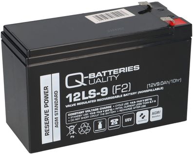 Q-Batteries 12LS-9 12V 9Ah F2 AGM 10 Jahre Akku