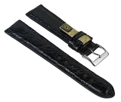 Uhrenarmband XL "Echt Krokodil" Leder schwarz 25907S-HXL