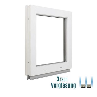Festverglasung Fenster - Fest Kunststofffenster - 3 fach - Breite: 80-95 cm - Premium