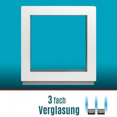 Festverglasung Fenster- 3 fach -Fest Kunststofffenster PVC-Breite: 100-120 cm Premium