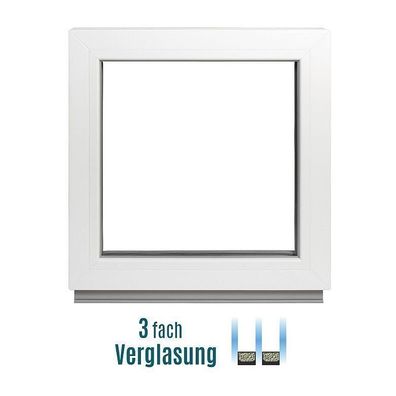 Festverglasung Fenster- 3 fach -Fest Kunststofffenster PVC-Breite: 60-75 cm - Premium