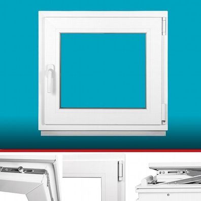 Kellerfenster Fenster 2 Fach BxH 600x800 mm & 60x80 cm Dreh-Kipp Weiß Premium