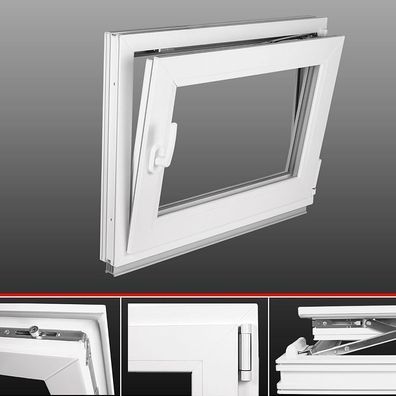 Kellerfenster Fenster 2 Fach BxH 400x500 mm & 40x50 cm Dreh-Kipp Weiß - Premium