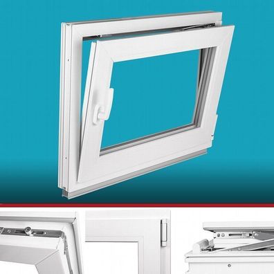 Kellerfenster Fenster Kunststoff - 2 fach Verglasung - Dreh Kipp- weiß - Premium