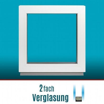 Kunststofffenster Festverglasung (FiB) - 2 fach - Breite: 100-120 cm - weiß - Premium
