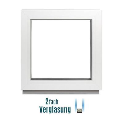 Kunststofffenster Festverglasung (FiB) - 2 fach - Breite: 80-95 cm - weiß - Premium