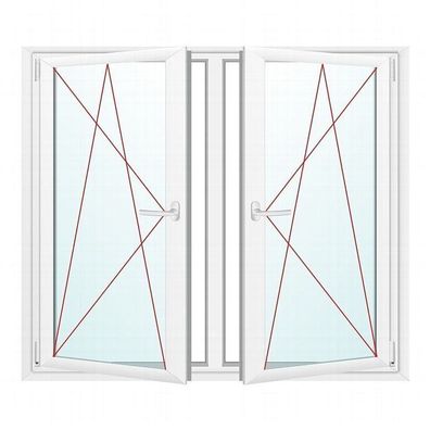 Kunststofffenster - 2 fach - 2-flügliges Dreh-Kipp Weiß mit Pfosten Premium