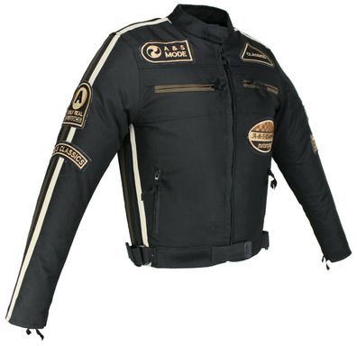 Motorrad & Freizeit Textil Jacke Biker Custom Polyester Jacke Protektoren Schwarz