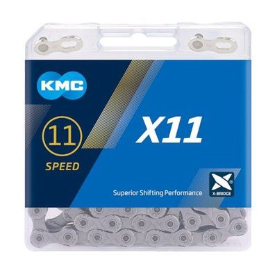 KMC Fahrrad Kette X11 Kompatibilität: 11-fach | SB-Verpackung | grau | 118 Glied