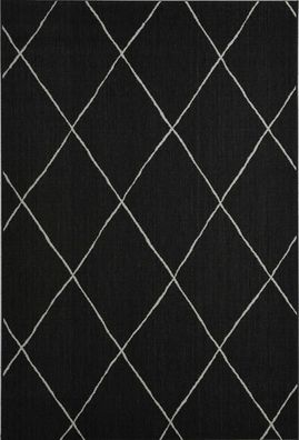 Outdoor- Teppich in versch. Größen wählbar, Des. Diamonds schwarz 100% Polypropylen