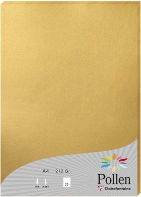Clairefontaine Pollen Papier 24390C Gold 210g/ m² DIN-A4 25 Blatt