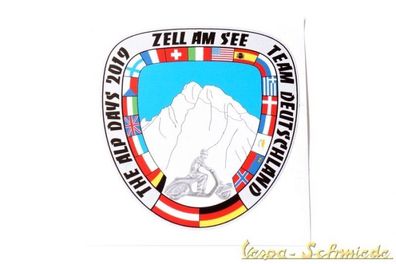 Dekor Aufkleber "Vespa Alp Days 2019" - Team Deutschland Germany VCD Zell am See