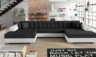 U-Couch Sofa Vento 355 x 165cm verschiedene Farben mit Schlaffunktion